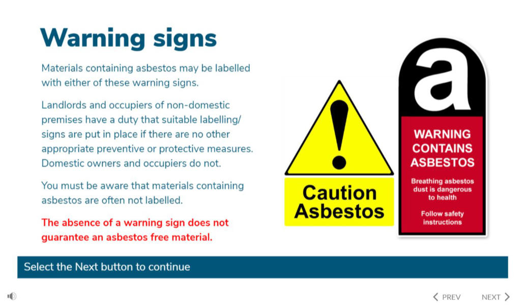 Asbestos awareness training course - screenshot 1