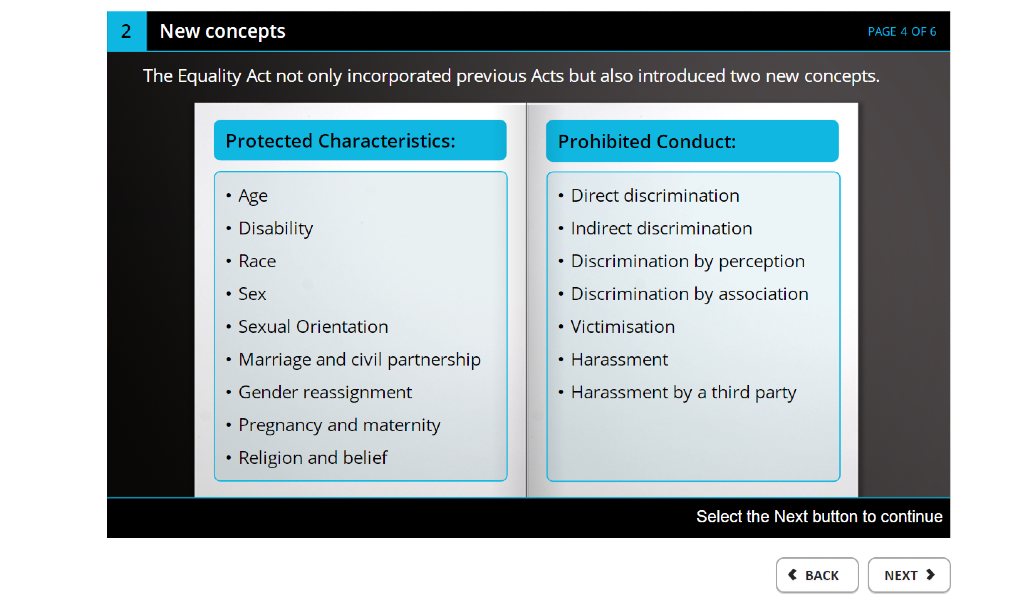 Equality and diversity training course - managers - screenshot 2