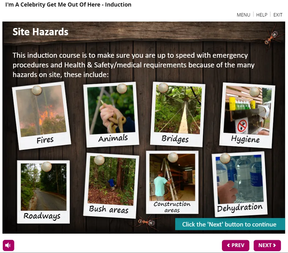 ITV: I'm a Celebrity - health and safety eLearning