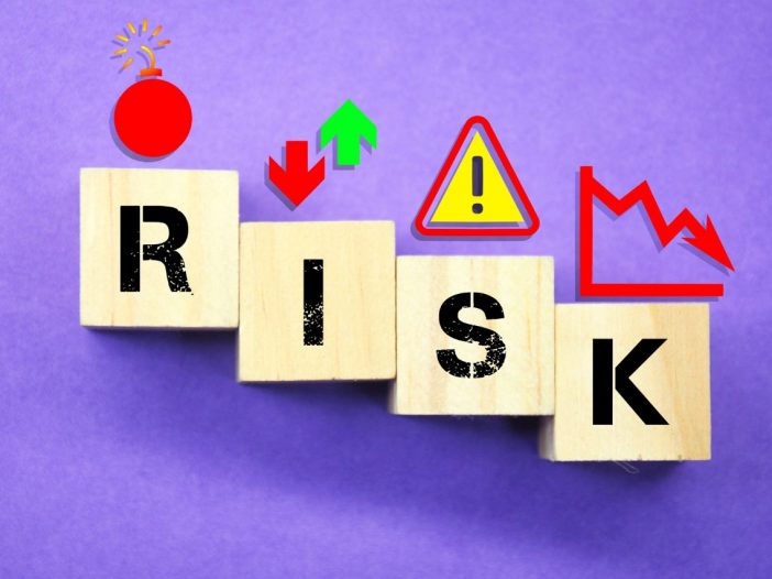 image of the word "Risk" with various hazard symbols