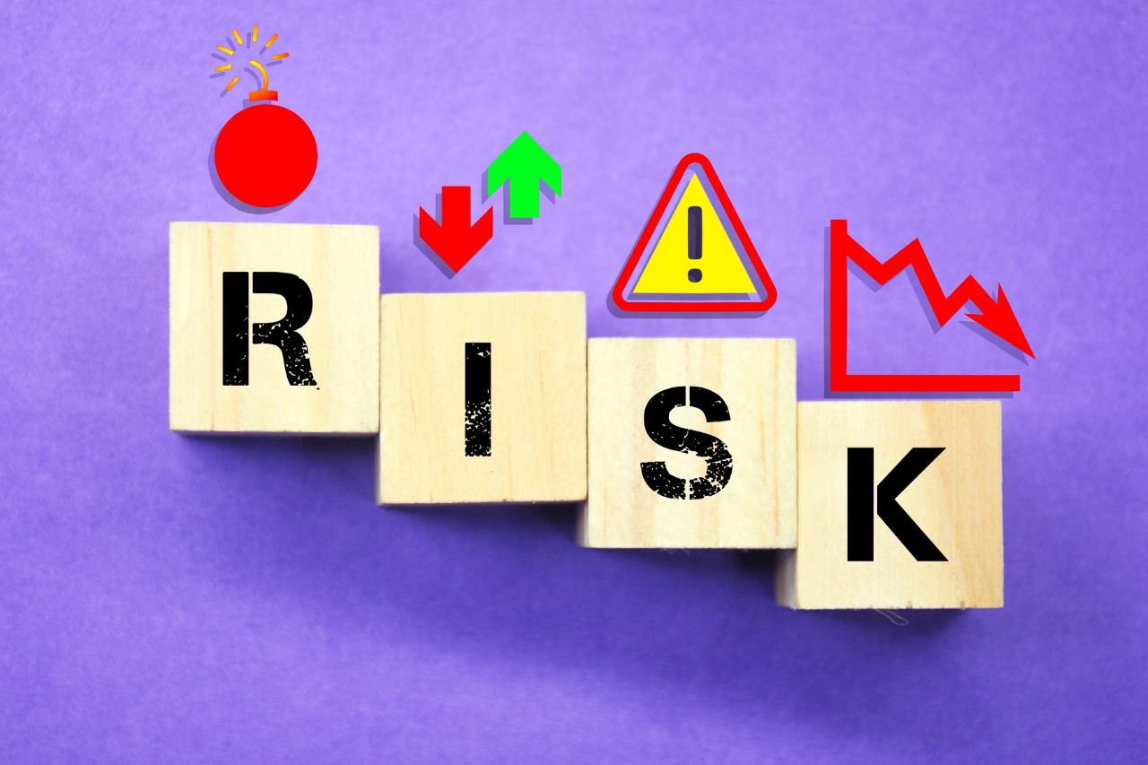 image of the word "Risk" with various hazard symbols