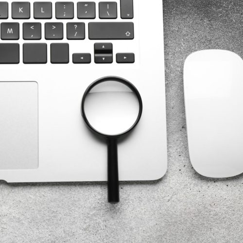 Image of magnifying glass and laptop
