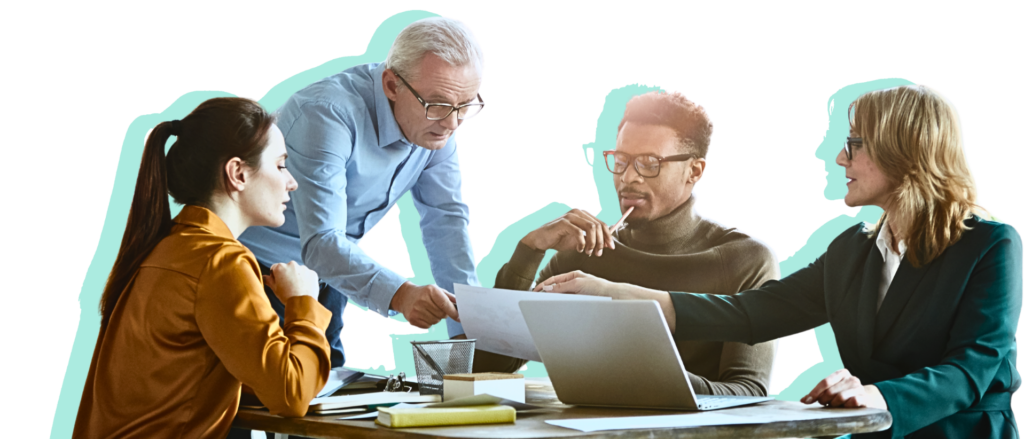 Wellbeing Group - office workers working together