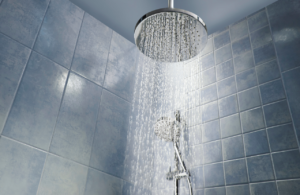 Steaming shower to represent legionella compliance