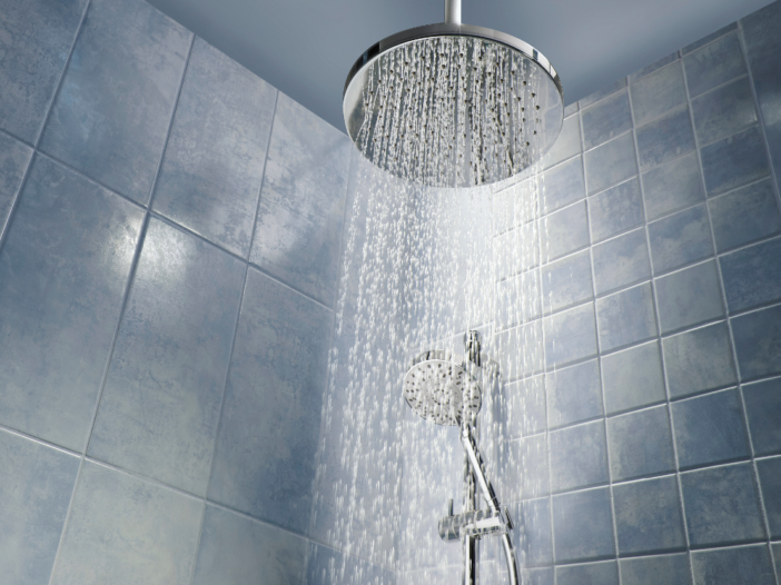 Steaming shower to represent legionella compliance