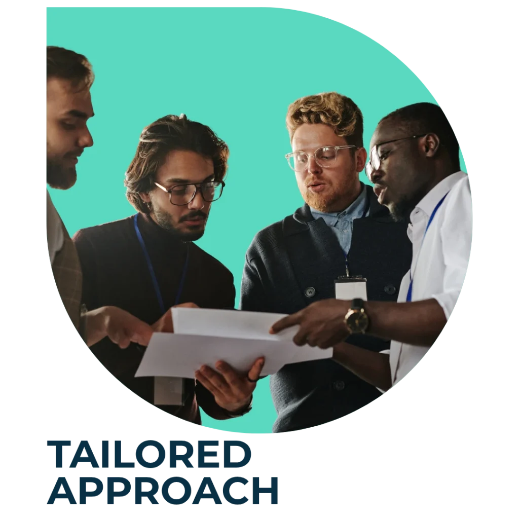 TAILORED APPROACH - A group of professionals discussing a document
